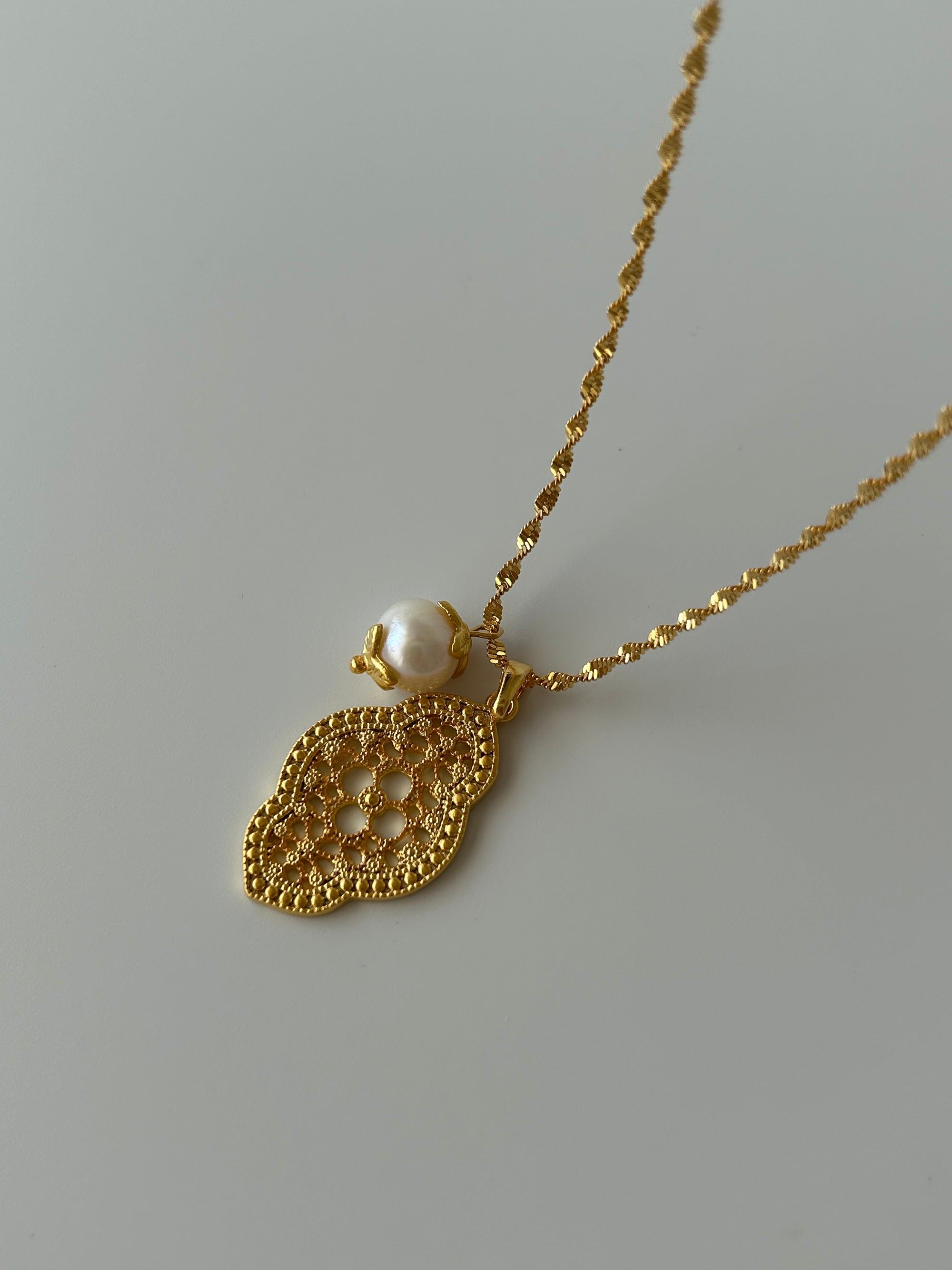 Vintage Firuze/İnci Charm Kolye